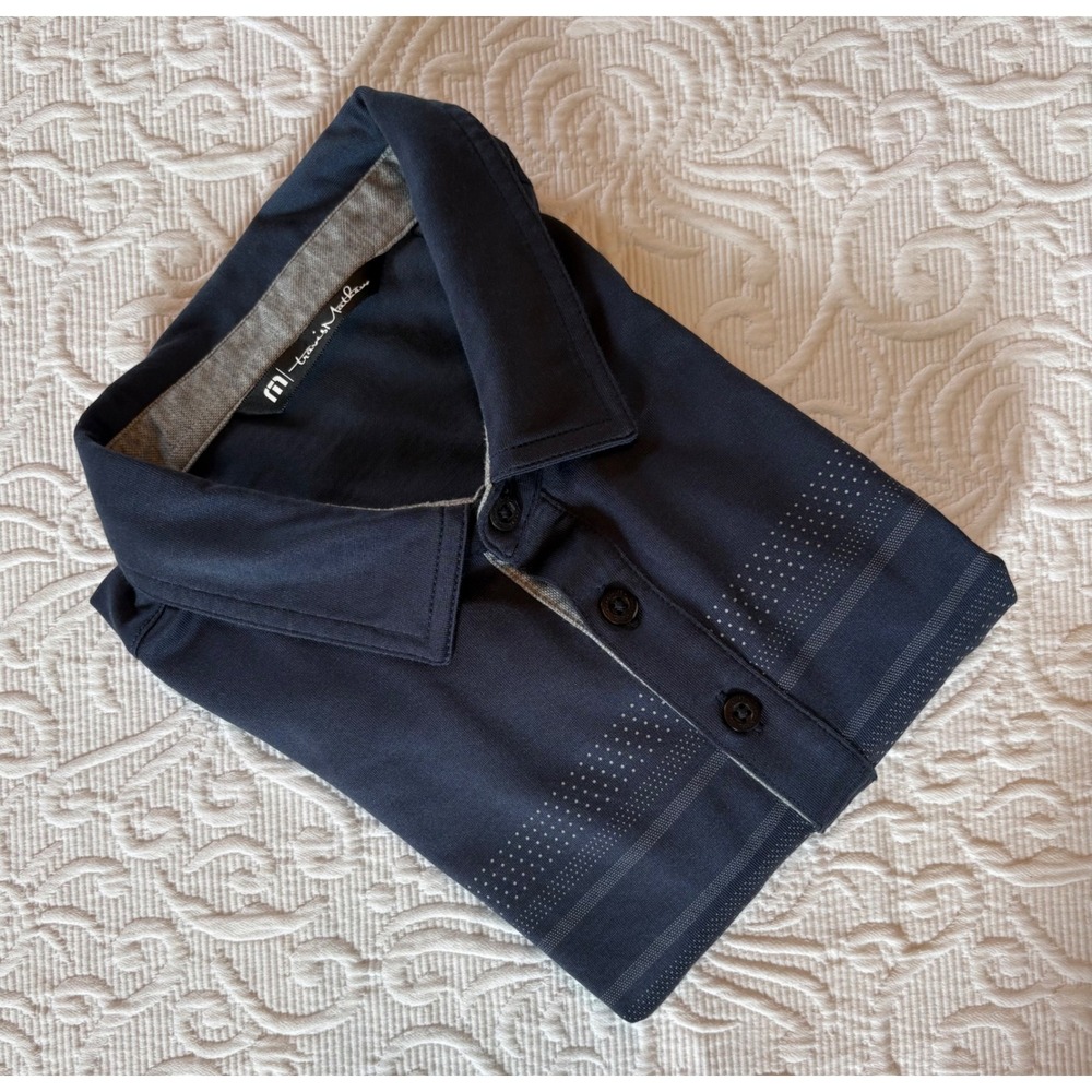 TravisMathew Mens Monterey Chest Stripe Polo Shirt Blue Nights TM1MW450 Size L
